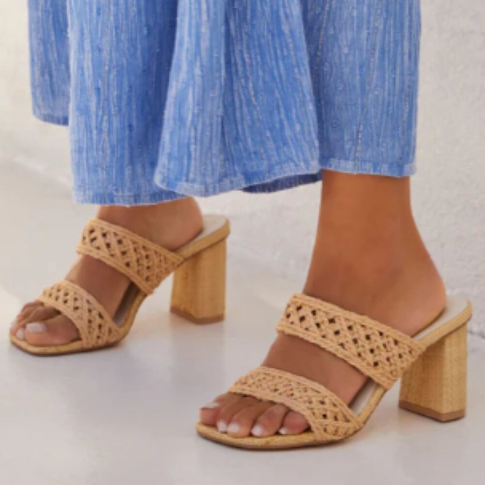 VICI Barbara Raffia Open Toe Heeled Sandals Size 6